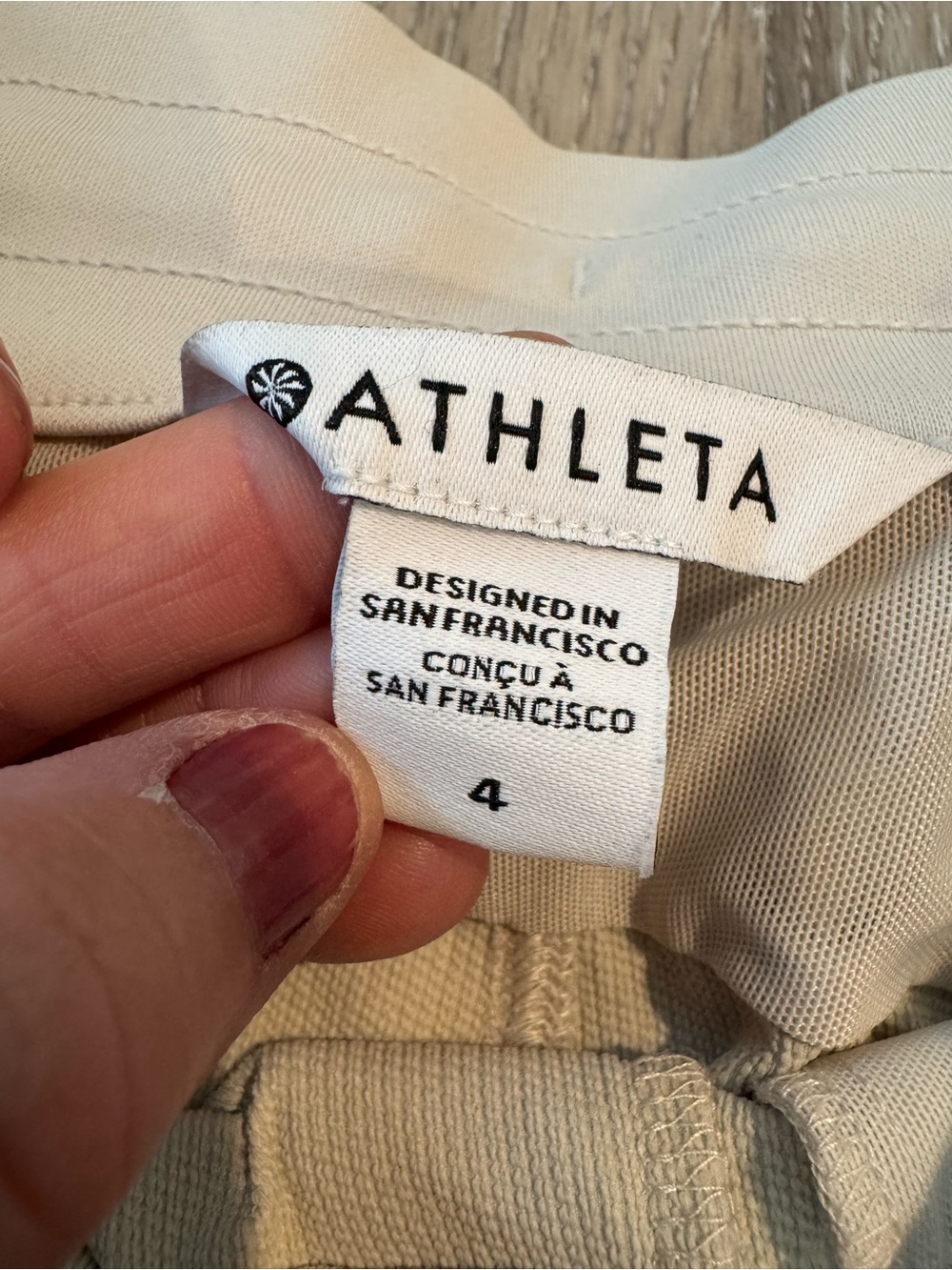Athleta Headlands Hybrid Trek Joggers in a light beige/abalone color. - Picture 4 of 11